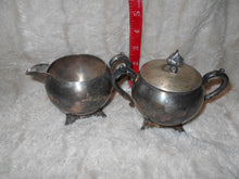 Antique/Vintage Metal Dishes: Silver/Silverplate Sugar and Creamer #8