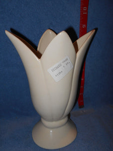 Vintage Large, Heavy White Petaled Vase 8 1/2"T (702)