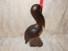 Vintage  Hand-Carved Wooden Pelican on Base #111