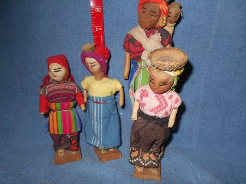 Vintage Wooden Cloth Doll Family #2067