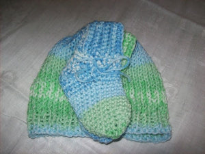 Handmade Large Newborn Infant Hat & Bootie Sets