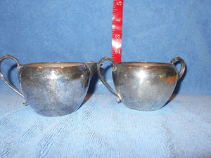 Antique/Vintage Metal Dishes:Silver/Silverplate Oneida -Like Creamer & Sugar Set #4