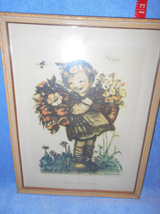 Vintage Hummel "Flowers And A Smile" Framed Picture (542)