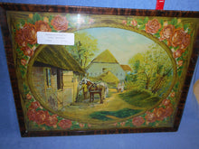 Vintage Chromolithograph Picture "Early Barnyard" - Framed (549)