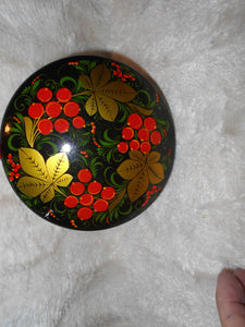 Black/Gold/Red Wooden Laquered Med. Trinket Box (811)