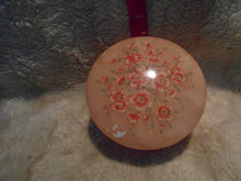Vintage Peach Marble, Floral Painted Trinket Box (809)