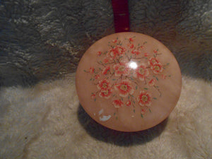 Vintage Peach Marble, Floral Painted Trinket Box (809)