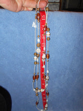 Vintage White/Gold/Amber Beaded Necklace #14