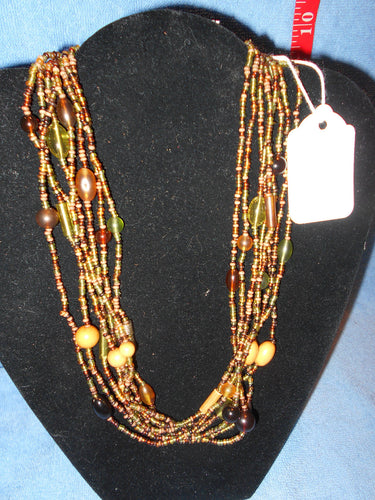 Vintage Beaded G/T/A Multi-Strand Necklace #16