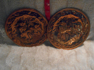 Vintage  Pair of Copper Hunting Hangings (34A)