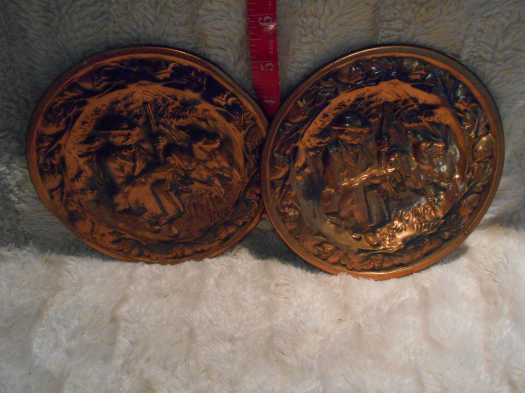 Vintage  Pair of Copper Hunting Hangings (34A)