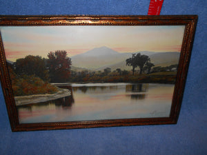 Vintage Hand-Colored Photograph "Camels Hump And Winnoski, Vermont" by Sawyer - Framed (543)