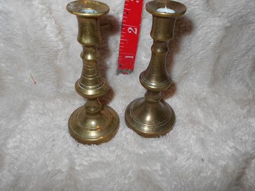 Vintage Pair of Small Brass Candleholder 3 3/4