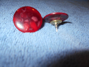 Vintage Red Plastic, Bakelite-like Earrings (519)