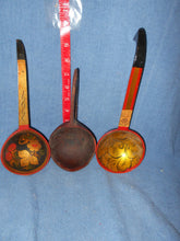 Vintage  Set of 3 Wooden Hand-painted Russian Spoons (24A)