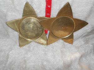 Vintage  Set of Brass Star Trays or Large Candleholders (53)