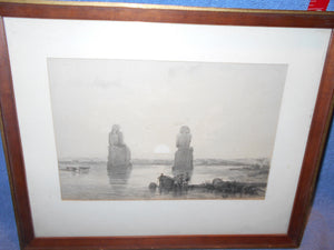 Vintage Hand Etched Picture "Standing Stone" - Framed (532)