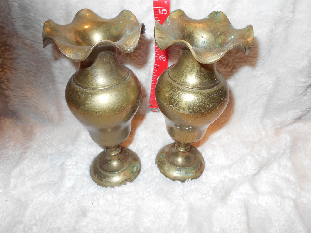 Antique/Vintage Pair of Brass Vases 5 3/4