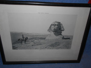 Vintage Hand Etched Picture "The Pyramid" - Framed (531)