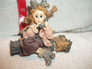 Vintage Pig Tailed Girl On Phone "Boyd's Bears & Friends" #123