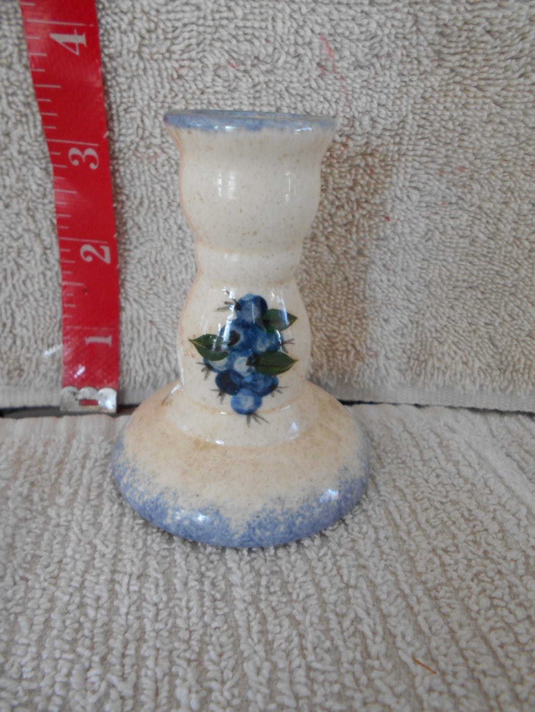 Vintage Ceramic Small Blue/White Japanese Candleholder (67)