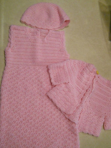 VT Handmade Pink Bebop Dress W/Cardigan & Hat 4T