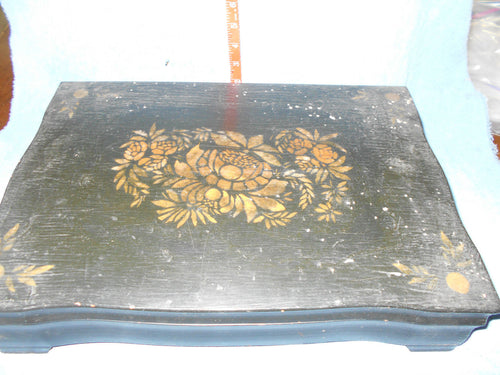 Vintage Wooden Hand-Painted Silver Silverware Box (650)