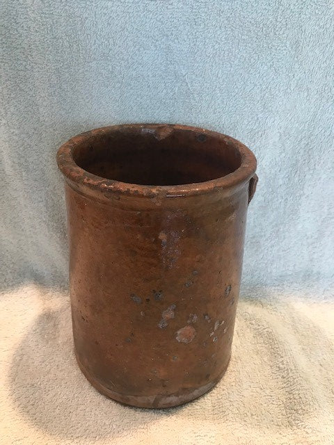 Antique Primitive Redware Crock  #1114