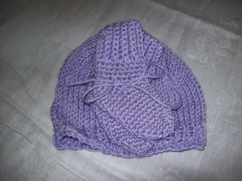 Handmade Large Newborn Infant Hat & Bootie Sets