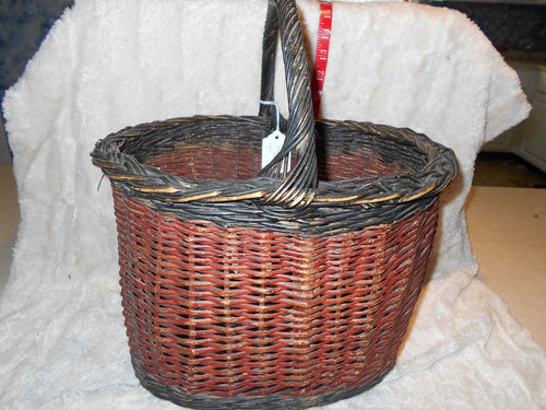 Vintage  Black & Red Large Heavy Handled Basket (10) #10