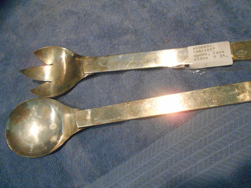 Vintage Silver/Silverplate Serving Fork & Spoon Napier (616)