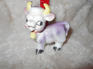 Vintage Single Lavender, Horned Cow (1c) Salt & Pepper Shaker