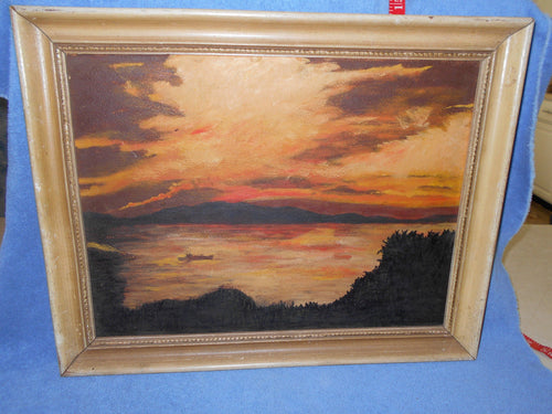 Vintage Oil on Board Painting : 