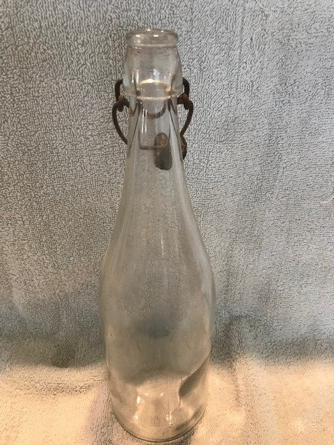 Antique Clear Wire Capped Beverage Bottle   #834