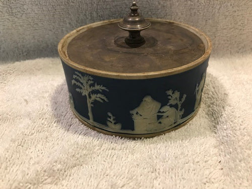 Antique/Vintage Wedgewood & Sterling Silver(?) Trinket Box  #1037