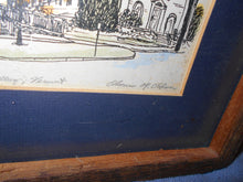 Vintage Hand-Etched & Colored "Seymour House - Middlebury, Vermont" Picture - Framed (533)