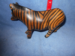 Vintage  Hand-Carved, Hand-Painted Wooden Zebra #106