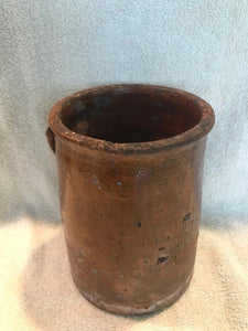 Antique Primitive Redware Crock  #1114