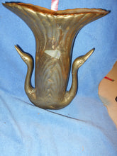 Vintage Heavy Brass Double Swan Vase (50)