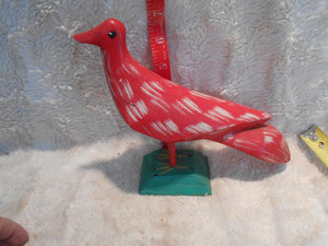 Vintage  Hand-Carved/Painted Red Bird on Base #113