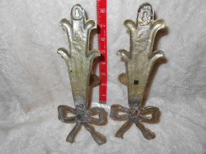 Vintage Set of Heavy Brass Wall Sconce Candle Holders 1A