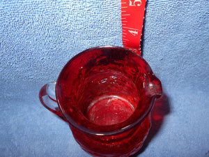 Vintage Red Blown Textured Glass Pitcher (34)