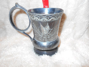 Vintage Fancy Etched Pewter Mug Webster (634a))