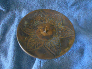 Vintage Brass Flower Etched Large Candle Holder (51)