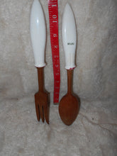 Vintage Wood & Ceramic Salad Utensils (605)