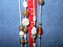 Vintage White/Gold/Amber Beaded Necklace #14
