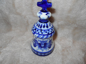 Vintage Ceramic Blue, White, Bell #77