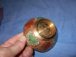 Vintage Brass, Enameled Peacock Bowl (43)