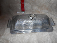 Vintage Hammered, Etched Aluminum Butter Dish (609)