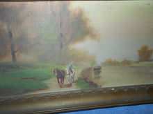 Vintage Oil on Board Painting "Long Ride Along The Canal" - Framed (527)